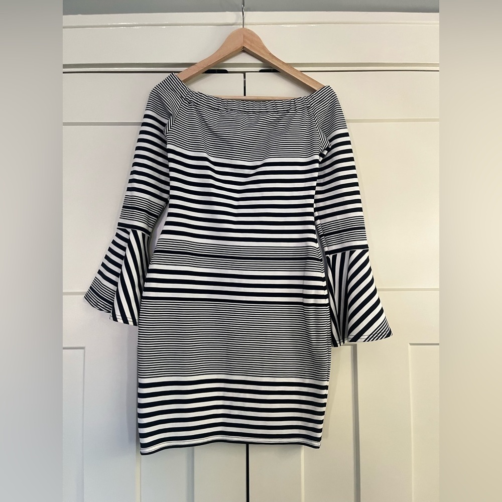Sugar+Lips Striped Off-Shoulder Dress. Size S - Picture 3 of 7